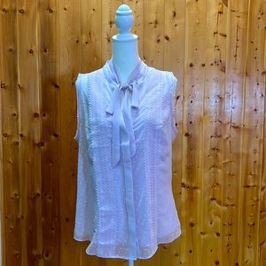 White House Black Market Women's Ivory Tie-Neck Sleeveless Blouse